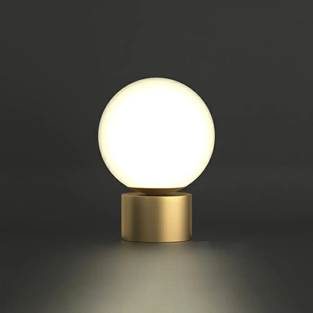 Small Sphere Night Light Glass Table Lamp With Gold Base - Simple And Elegant / E