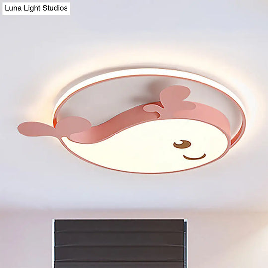 Smile Dolphin Kids Bedroom Ceiling Lamp - Acrylic Animal Flush Light