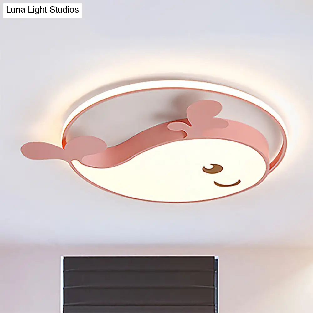 Smile Dolphin Kids’ Bedroom Ceiling Lamp - Acrylic Animal Flush Light