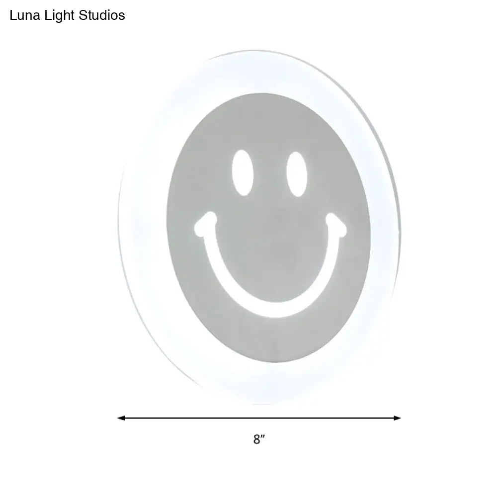 Smiley Face Led Sconce Lamp - Ultra-Thin Acrylic Shade Warm/White Wall Lighting