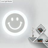 Smiley Face Led Sconce Lamp - Ultra-Thin Acrylic Shade Warm/White Wall Lighting