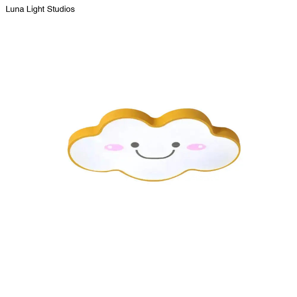 Smiling Cloud Ceiling Light - Childrens Nordic Style Acrylic Fixture Yellow / 19.5 White