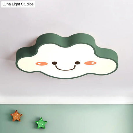 Smiling Cloud Led Flush Mount Ceiling Light - Frosted Acrylic Bedroom Lighting Fixture For Kids