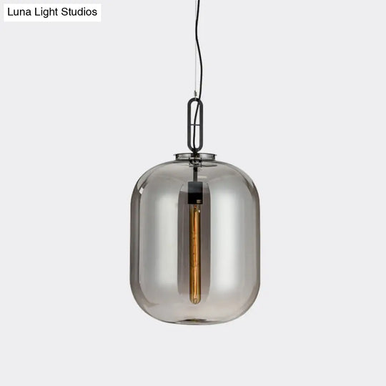 Smoke Gray/Cognac Glass Industrial Ceiling Pendant Lamp - 1 Head 10’/14’ Wide