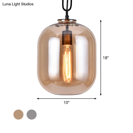 Smoke Gray/Cognac Glass Industrial Ceiling Pendant Lamp - 1 Head 10’/14’ Wide