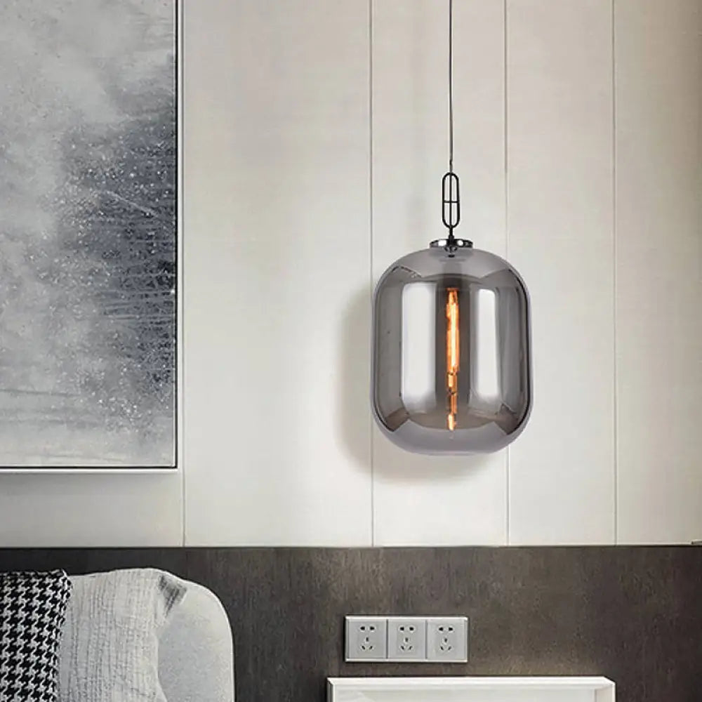 Smoke Gray/Cognac Glass Industrial Ceiling Pendant Lamp - 1 Head 10’/14’ Wide Gray / 10’