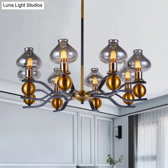 Smoke Gray Glass Hanging Chandelier: Simplicity Jar Shape 6/8-Bulb Down Lighting For Living Room