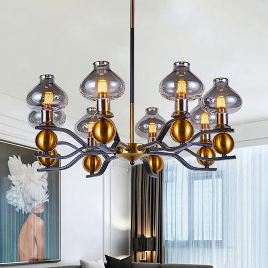 Smoke Gray Glass Hanging Chandelier: Simplicity Jar Shape 6/8-Bulb Down Lighting For Living Room