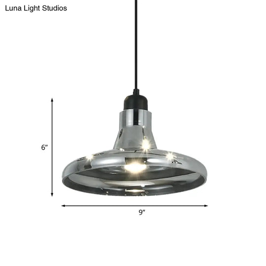 Smoke Gray Glass Industrial Pendant Lamp For Bedroom