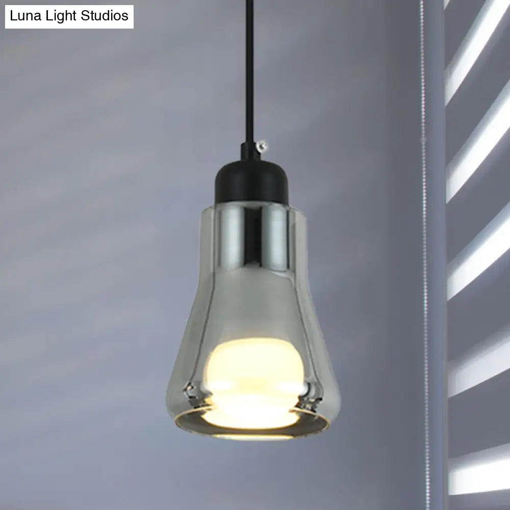 Smoke Gray Glass Industrial Pendant Lamp For Bedroom