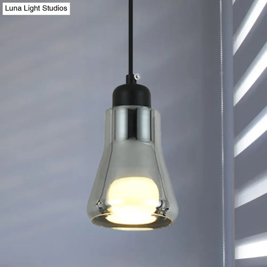 Smoke Gray Glass Industrial Pendant Lamp For Bedroom