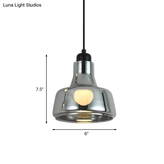 Smoke Gray Glass Industrial Pendant Lamp For Bedroom