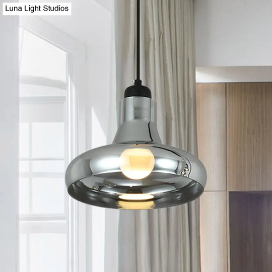 Smoke Gray Glass Industrial Pendant Lamp For Bedroom