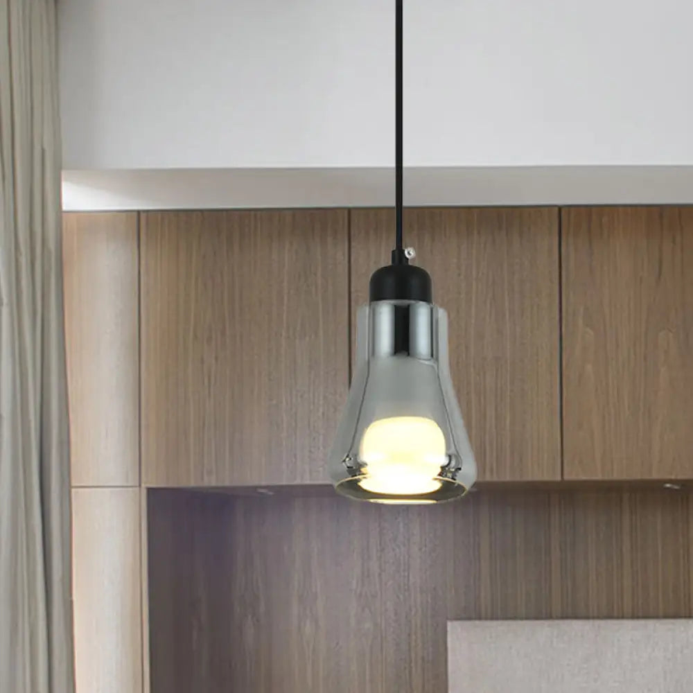 Smoke Gray Glass Industrial Pendant Lamp For Bedroom / A