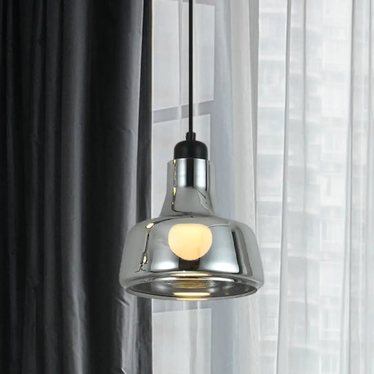 Smoke Gray Glass Industrial Pendant Lamp For Bedroom / B