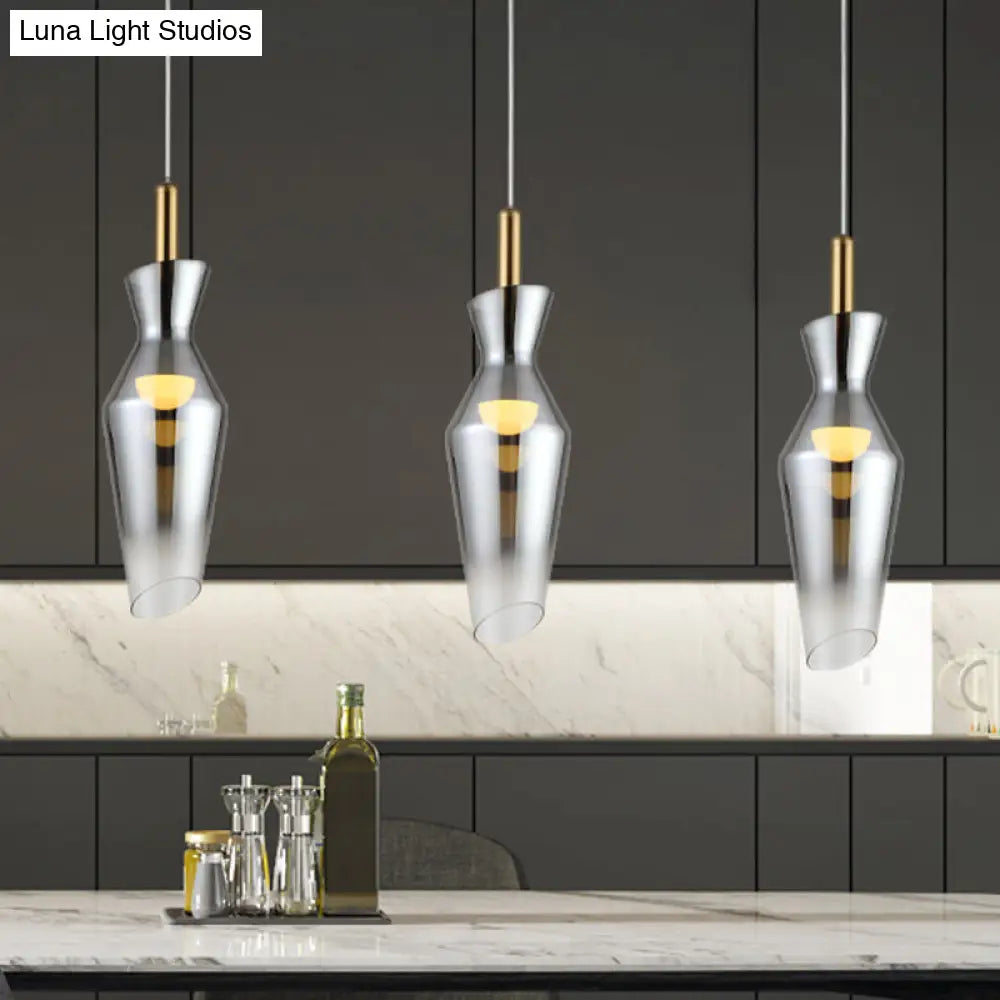 Smoke Gray Glass Modern Hanging Led Pendant Lamp For Dining Room