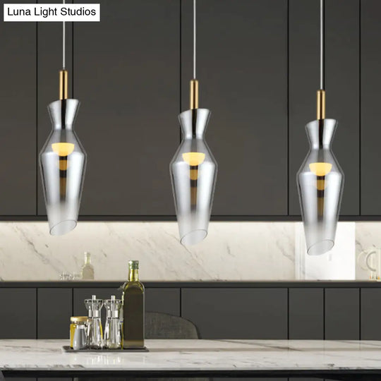 Smoke Gray Glass Modern Hanging Led Pendant Lamp For Dining Room