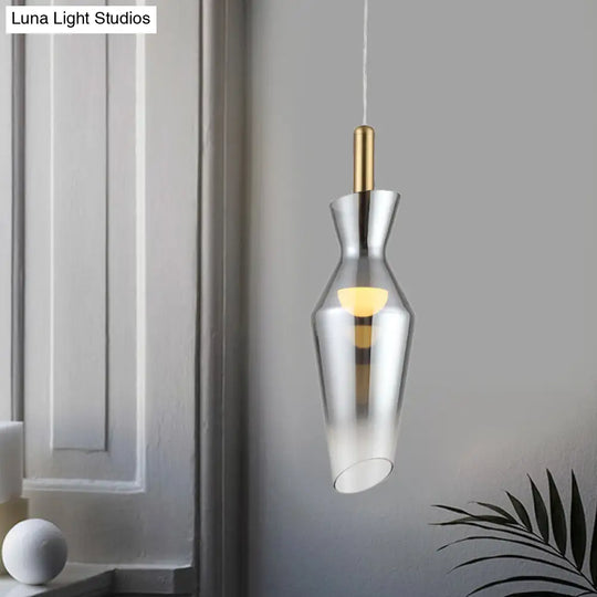 Smoke Gray Glass Modern Hanging Led Pendant Lamp For Dining Room