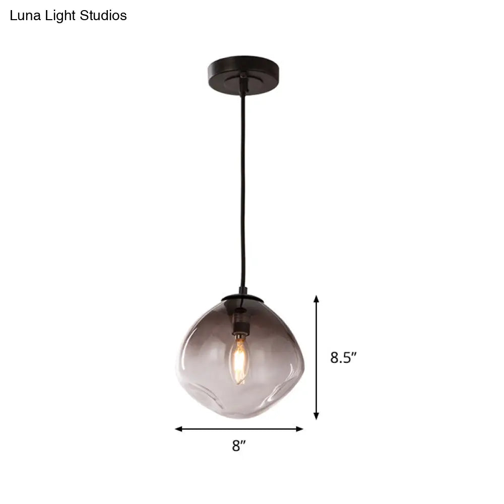 Smoked Glass Oval Pendant Light For Baby Room With Nordic Style