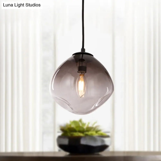 Smoked Glass Oval Pendant Light For Baby Room With Nordic Style Smoke Gray