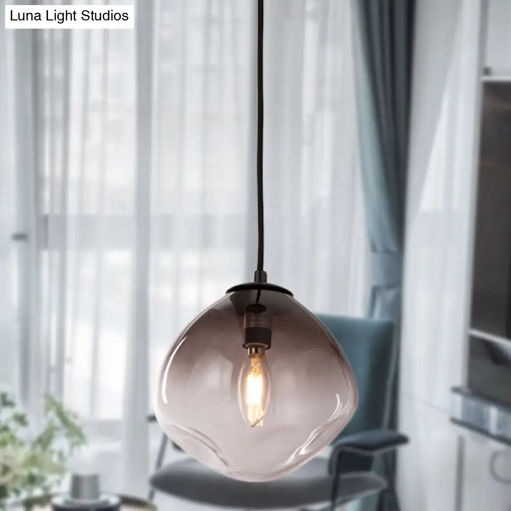 Smoked Glass Oval Pendant Light For Baby Room With Nordic Style