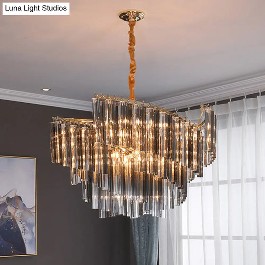 Smoke Gray Postmodern Spiral Chandelier With Crystal Rod - 5/10 Head Living Room Hanging Lamp