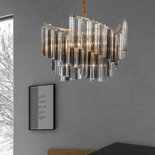 Smoke Gray Postmodern Spiral Chandelier With Crystal Rod - 5/10 Head Living Room Hanging Lamp 5 /