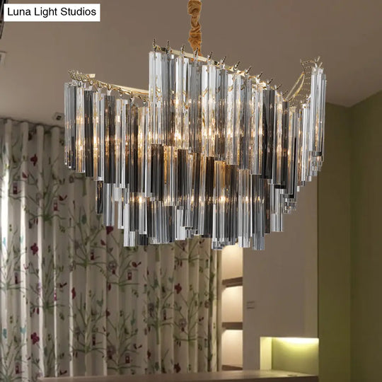 Smoke Gray Postmodern Spiral Chandelier With Crystal Rod - 5/10 Head Living Room Hanging Lamp