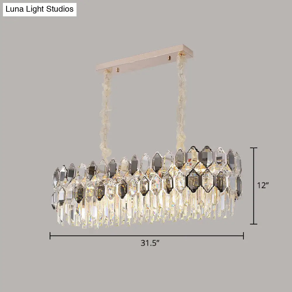 Modern Tiered Smoke Grey Crystal Chandelier: Luxurious Ceiling Light For Living Room Gray / Oval