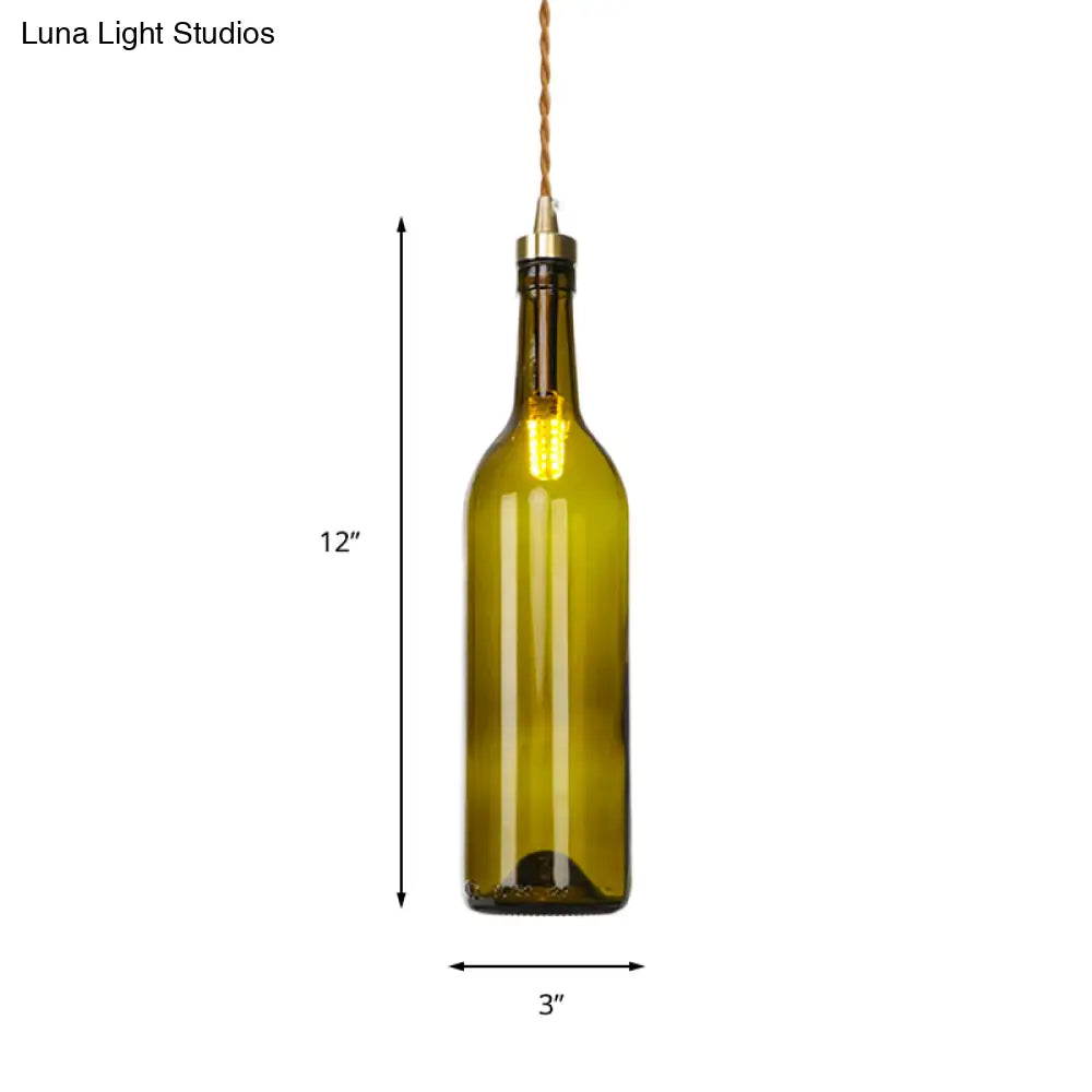 Industrial Smoke Grey/Green Glass Pendant Ceiling Light With Adjustable Cord - 1-Light Hanging Lamp