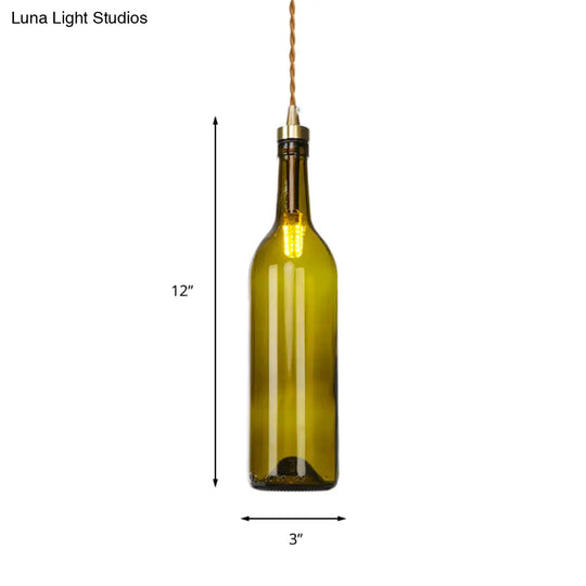 Industrial Smoke Grey/Green Glass Pendant Ceiling Light With Adjustable Cord - 1-Light Hanging Lamp