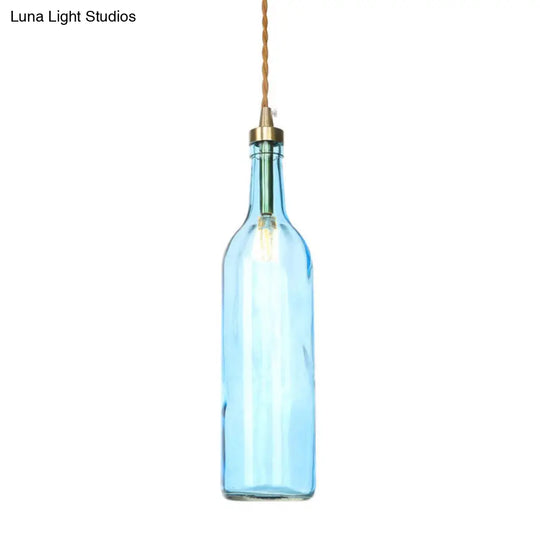 Industrial Smoke Grey/Green Glass Pendant Ceiling Light With Adjustable Cord - 1-Light Hanging Lamp