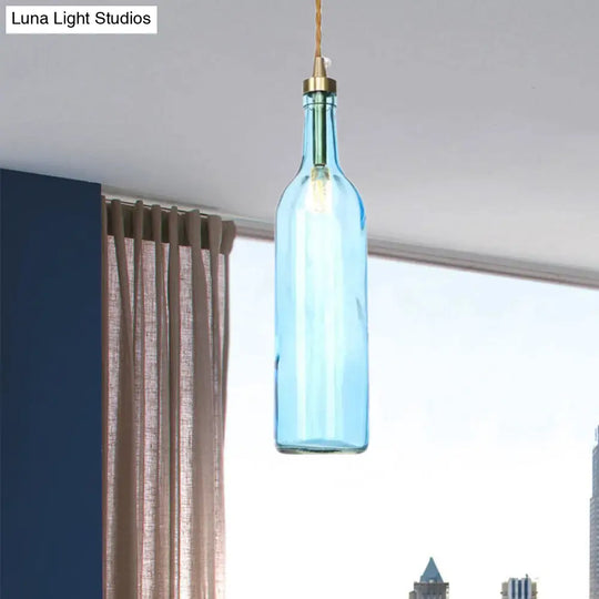 Industrial Smoke Grey/Green Glass Pendant Ceiling Light With Adjustable Cord - 1-Light Hanging Lamp