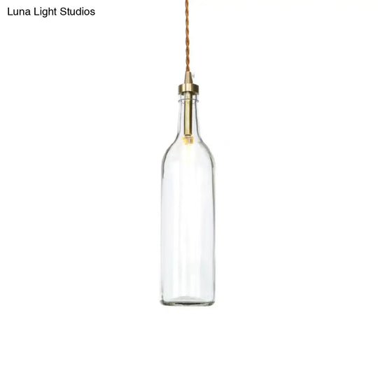 Smoke Grey/Green Industrial Wine Bottle Hanging Lamp - Adjustable Cord Pendant Light