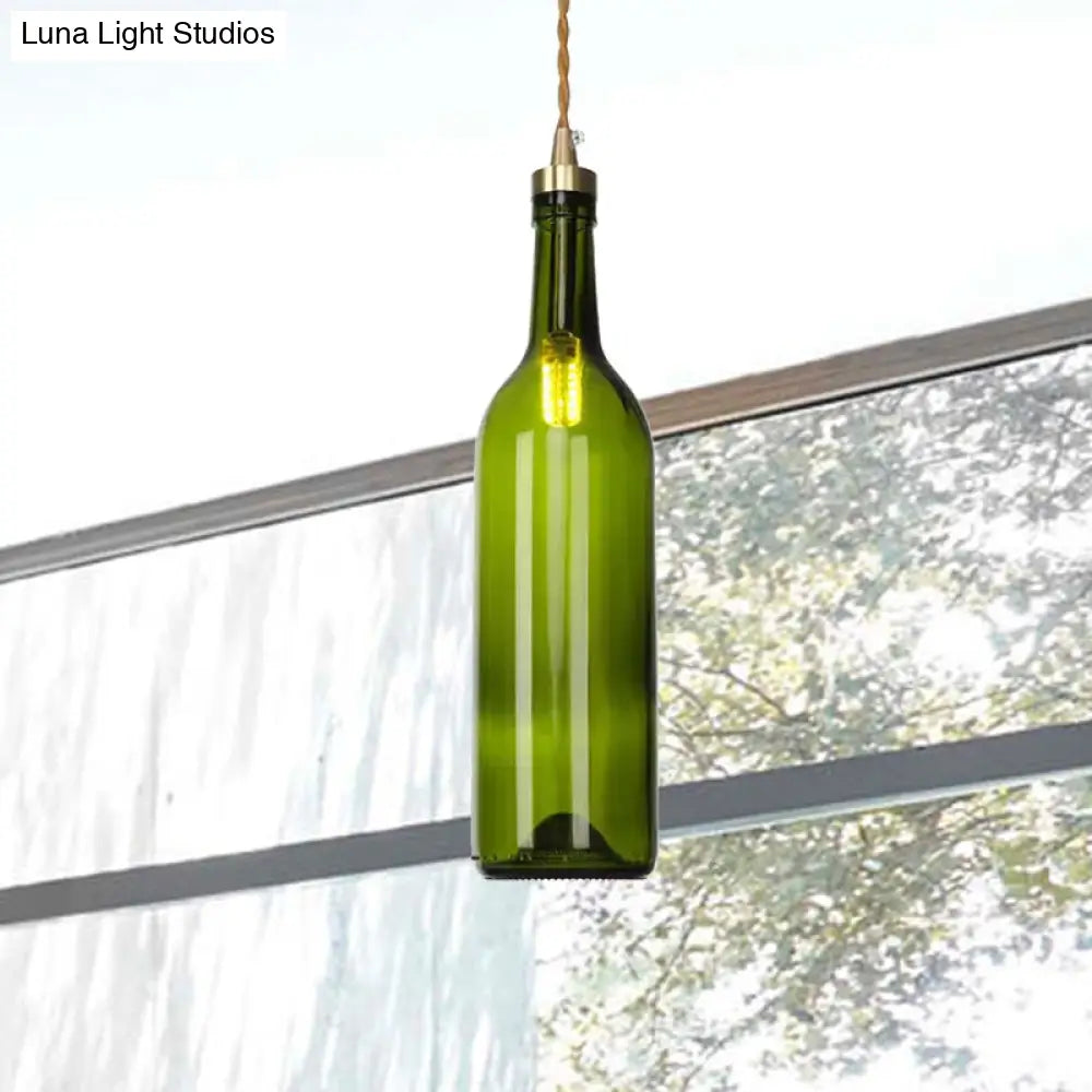 Industrial Smoke Grey/Green Glass Pendant Ceiling Light With Adjustable Cord - 1-Light Hanging Lamp