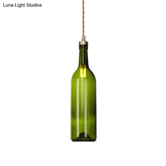 Industrial Smoke Grey/Green Glass Pendant Ceiling Light With Adjustable Cord - 1-Light Hanging Lamp