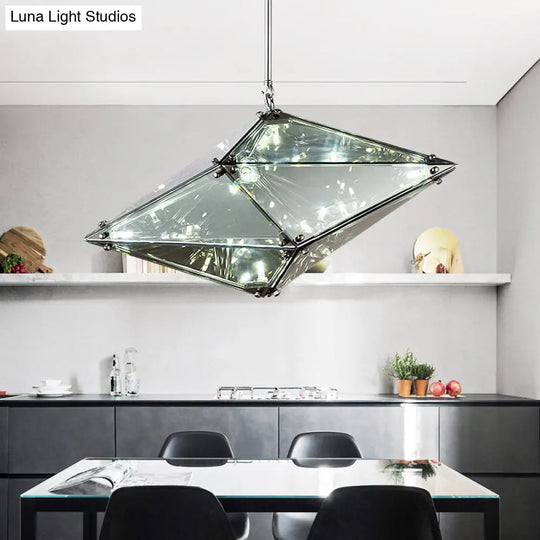 Smoky Grey Glass Gemstone Down Lighting Post-Modern Single-Bulb Black Ceiling Light Smoke Gray / A