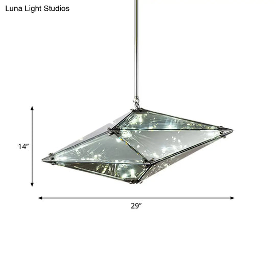 Smoky Grey Glass Gemstone Down Lighting Pendant In Post-Modern Style