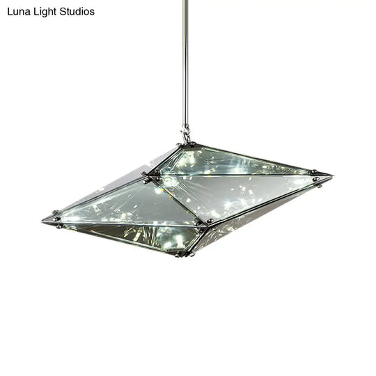 Smoky Grey Glass Gemstone Down Lighting Pendant In Post-Modern Style