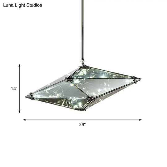 Smoky Grey Glass Gemstone Down Lighting Post-Modern Single-Bulb Black Ceiling Light