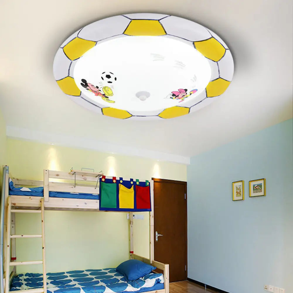 Soccer Ball Bedroom Ceiling Light: Acrylic Modern Fixture With Chic Design Yellow