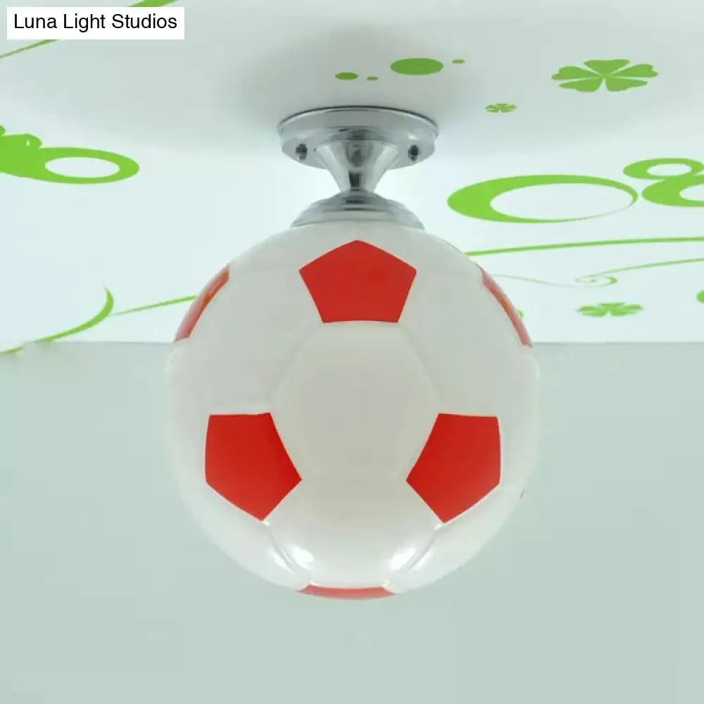 Soccer Shape Boys Bedroom Ceiling Light Fixture - Acrylic Sport Style Mount
