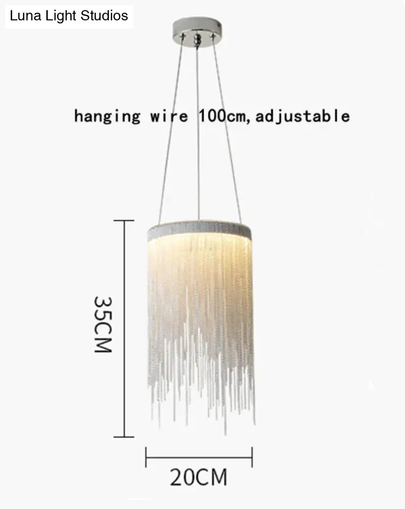 Solana - Tassel Chain Led Chandelier Dia20Cm / Silver Body White Light