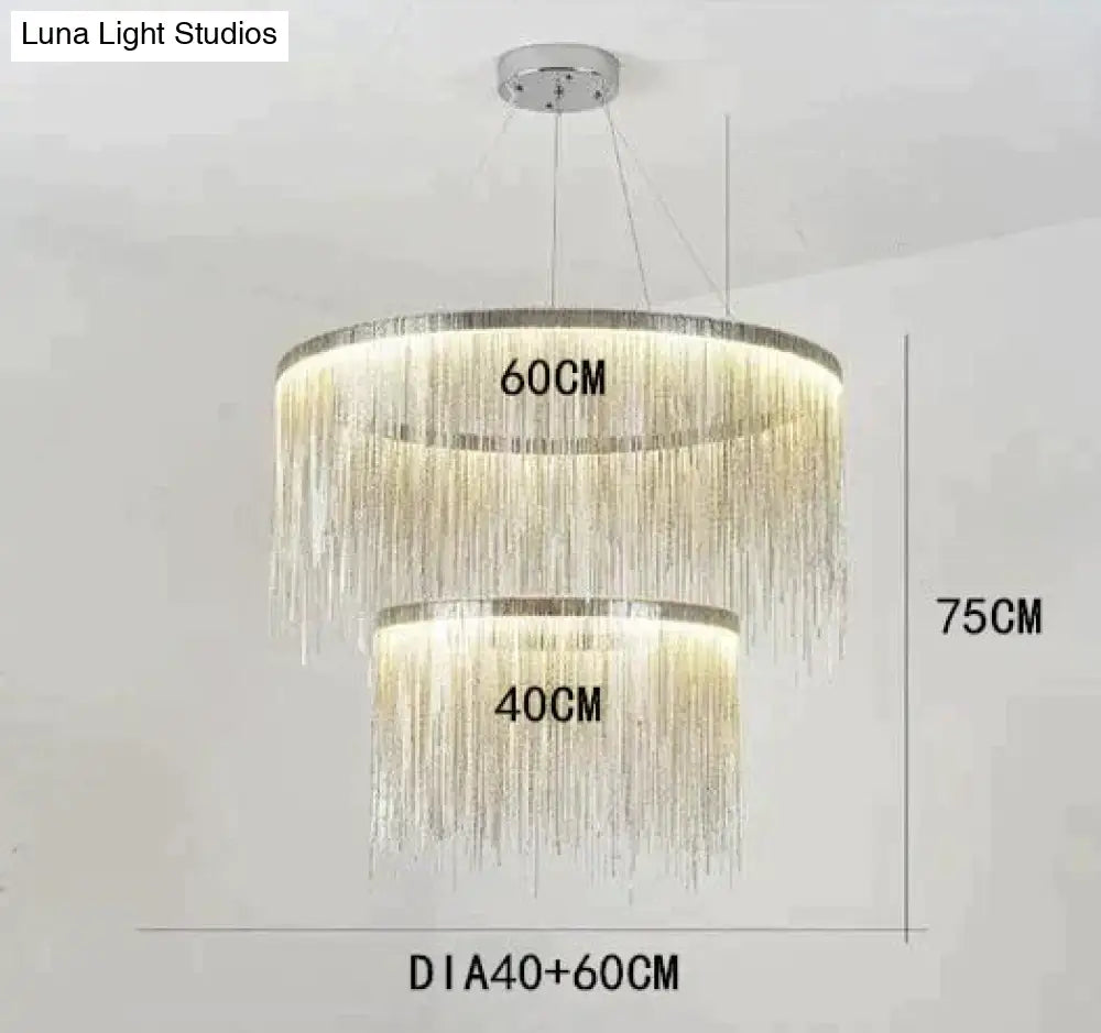 Solana - Tassel Chain Led Chandelier Dia40 60Cm / Silver Body White Light