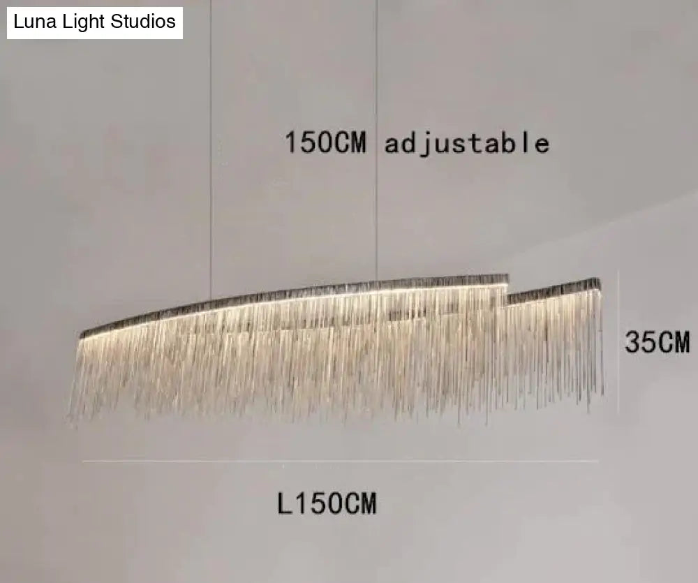 Solana - Tassel Chain Led Chandelier Long 150Cm / Silver Body White Light