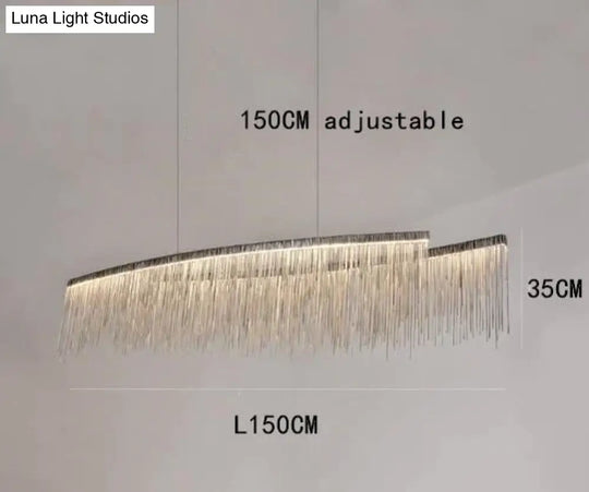 Solana - Tassel Chain Led Chandelier Long 150Cm / Silver Body White Light