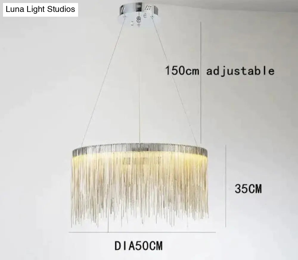 Solana - Tassel Chain Led Chandelier Dia50Cm / Silver Body White Light