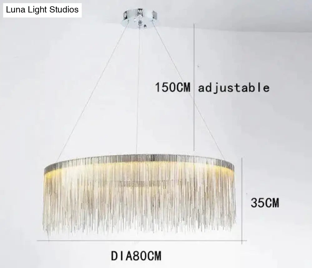 Solana - Tassel Chain Led Chandelier Dia80Cm / Silver Body White Light