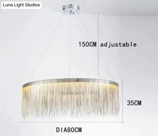 Solana - Tassel Chain Led Chandelier Dia80Cm / Silver Body White Light