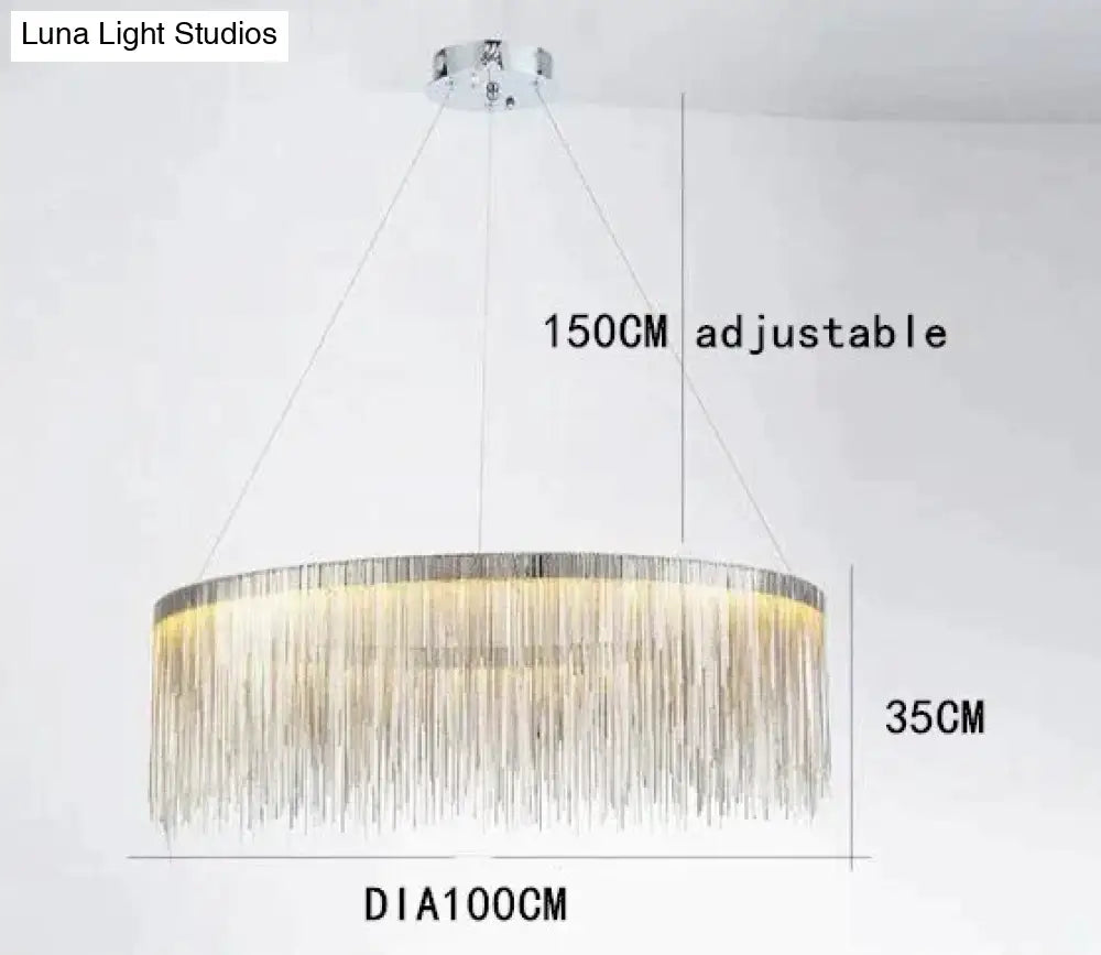 Solana - Tassel Chain Led Chandelier Dia100Cm / Silver Body White Light